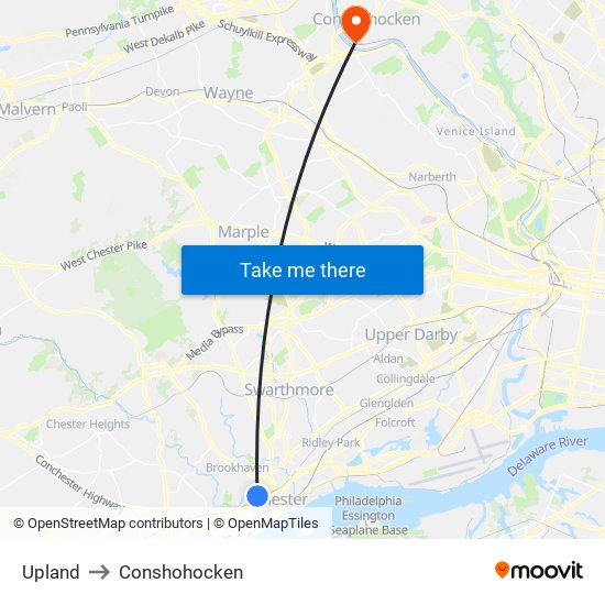 Upland to Conshohocken map