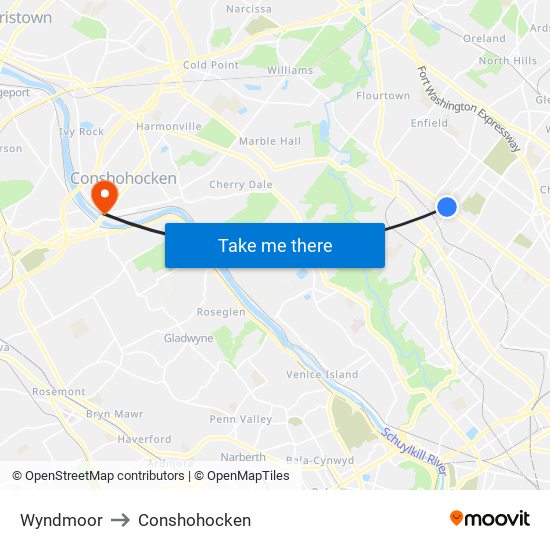 Wyndmoor to Conshohocken map