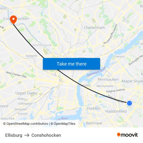 Ellisburg to Conshohocken map