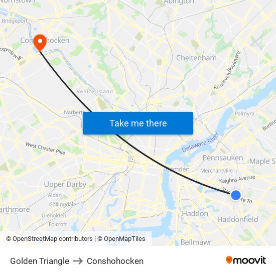 Golden Triangle to Conshohocken map