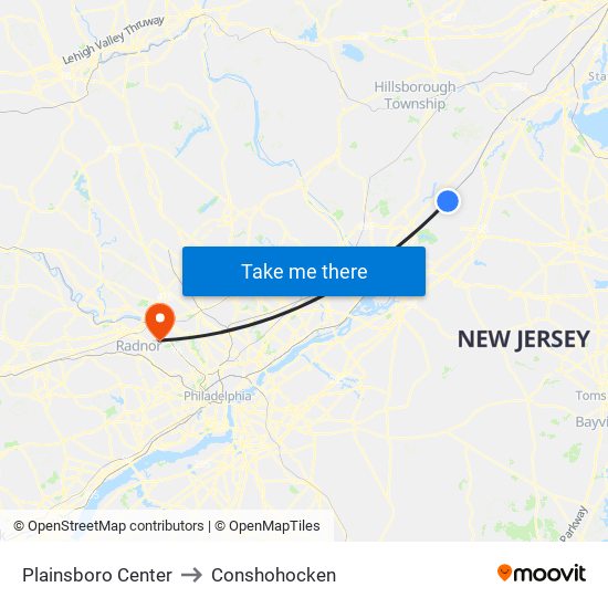 Plainsboro Center to Conshohocken map