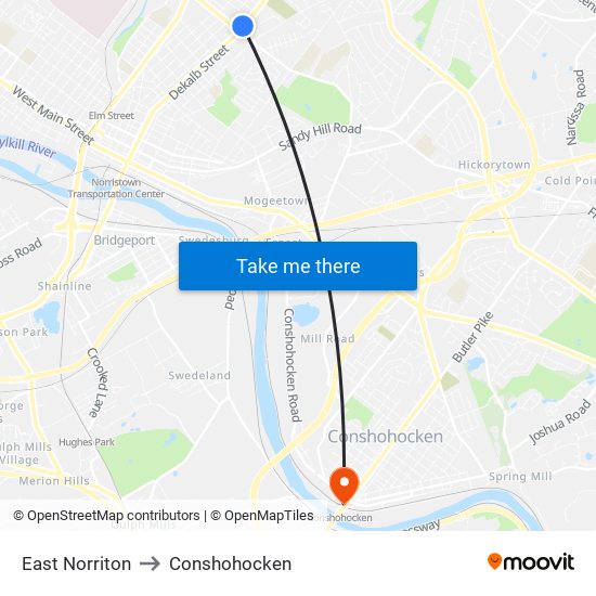 East Norriton to Conshohocken map