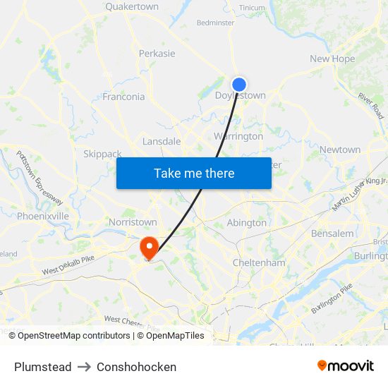 Plumstead to Conshohocken map