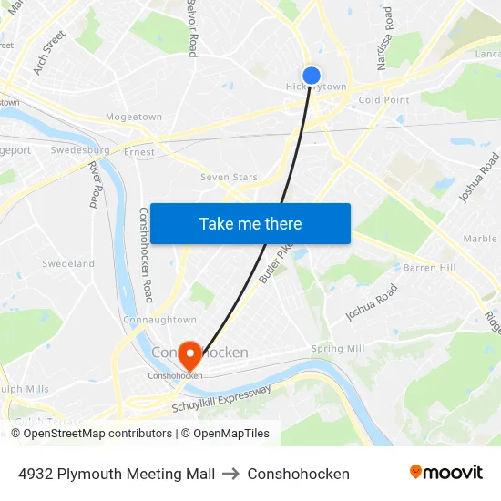 4932 Plymouth Meeting Mall to Conshohocken map