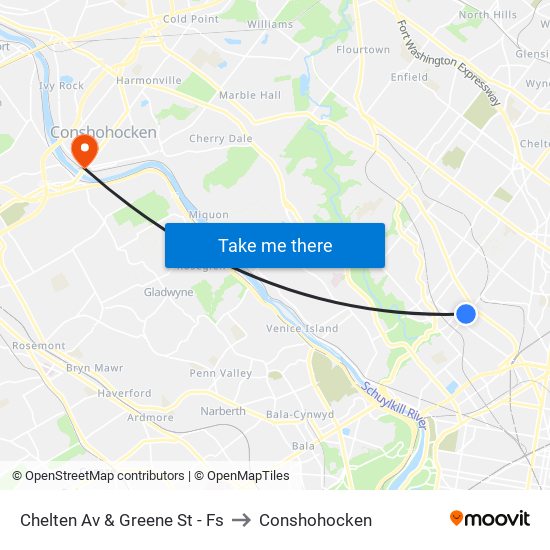 Chelten Av & Greene St - Fs to Conshohocken map