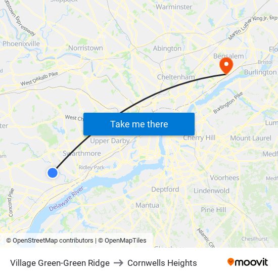 Village Green-Green Ridge to Cornwells Heights map