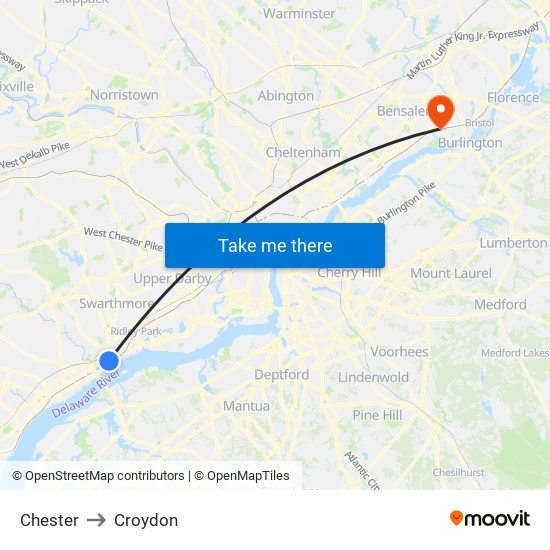 Chester to Croydon map