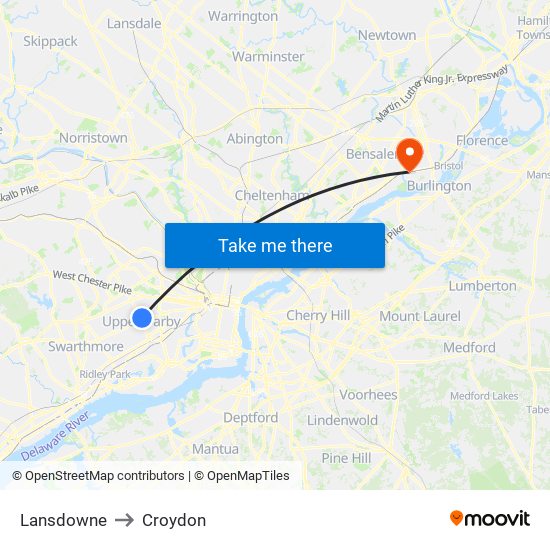 Lansdowne to Croydon map