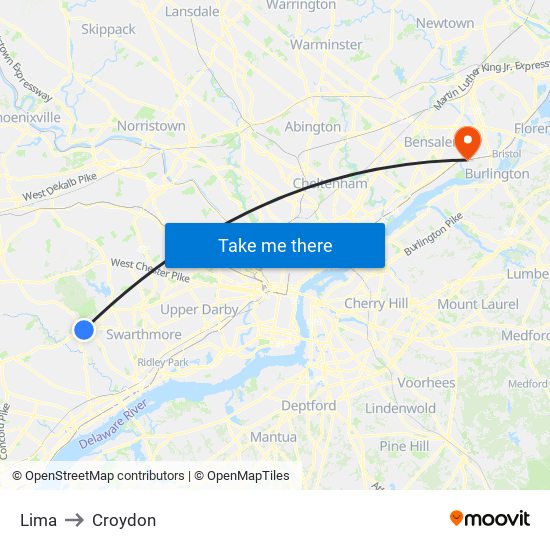 Lima to Croydon map