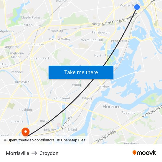 Morrisville to Croydon map