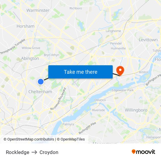 Rockledge to Croydon map