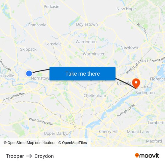 Trooper to Croydon map