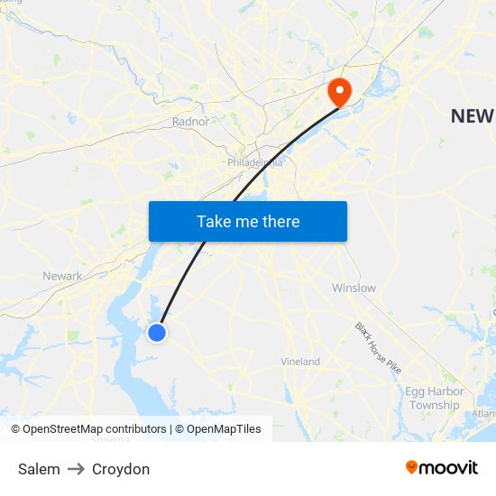 Salem to Croydon map