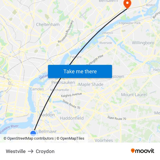 Westville to Croydon map