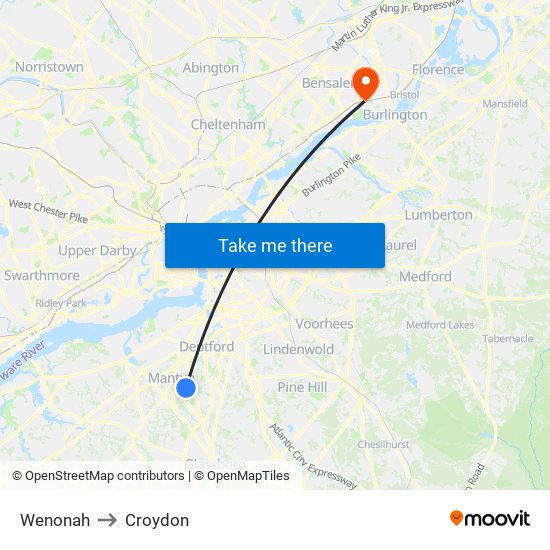 Wenonah to Croydon map