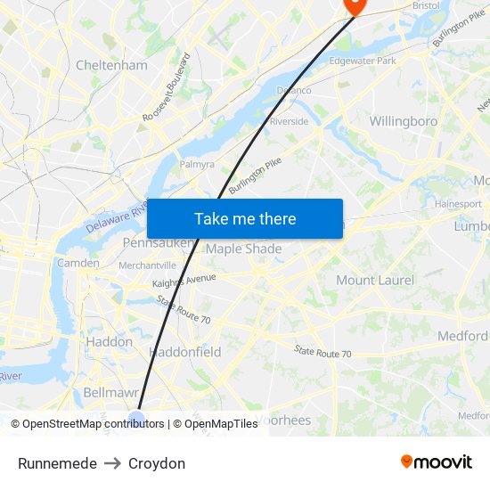 Runnemede to Croydon map