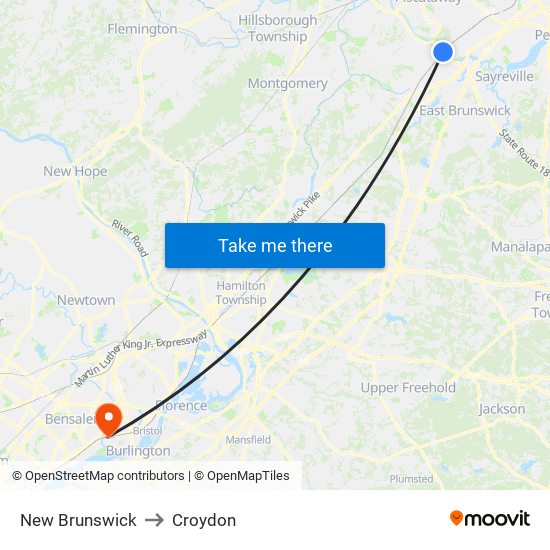 New Brunswick to Croydon map
