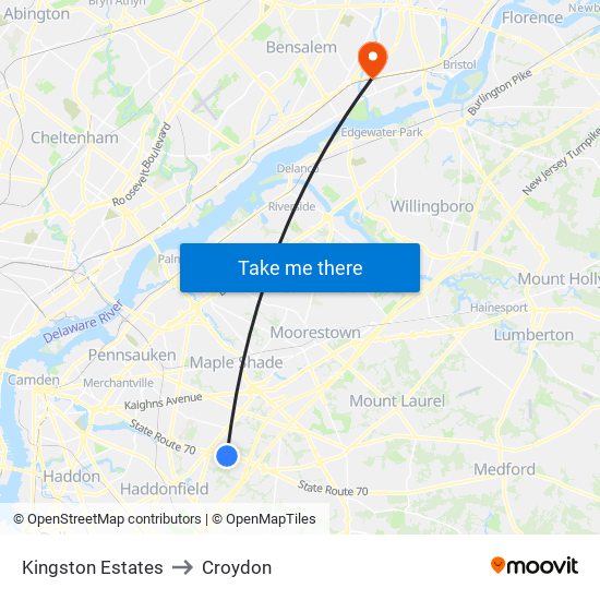 Kingston Estates to Croydon map