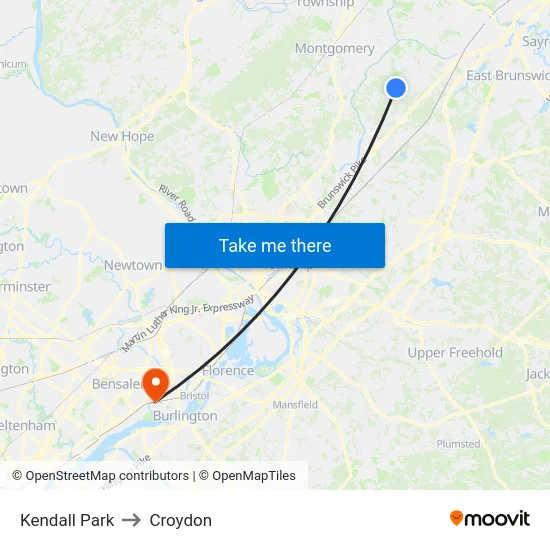 Kendall Park to Croydon map