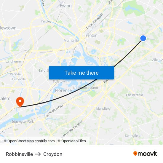 Robbinsville to Croydon map