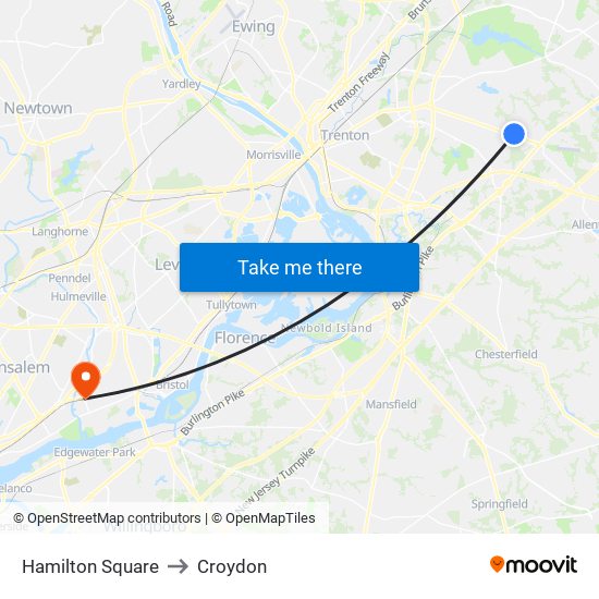 Hamilton Square to Croydon map
