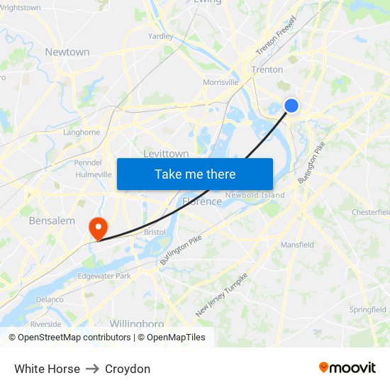 White Horse to Croydon map