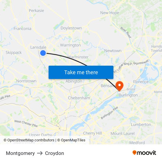 Montgomery to Croydon map