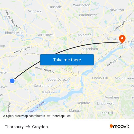 Thornbury to Croydon map