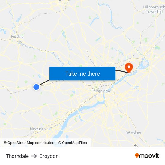 Thorndale to Croydon map