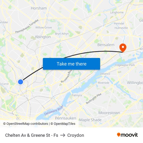Chelten Av & Greene St - Fs to Croydon map