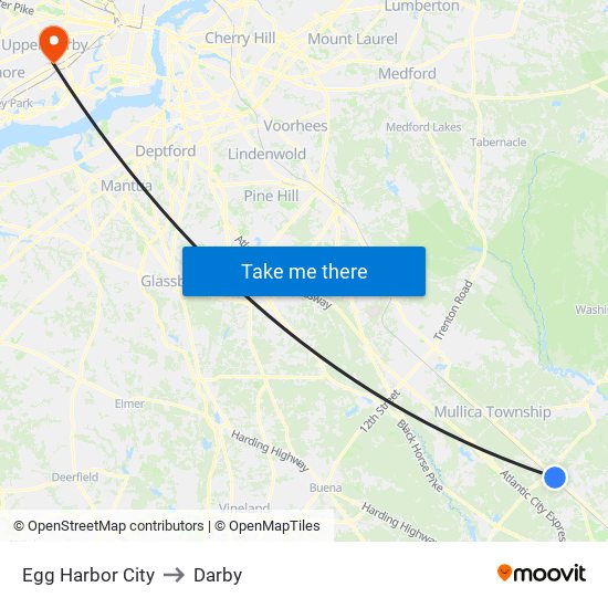Egg Harbor City to Darby map