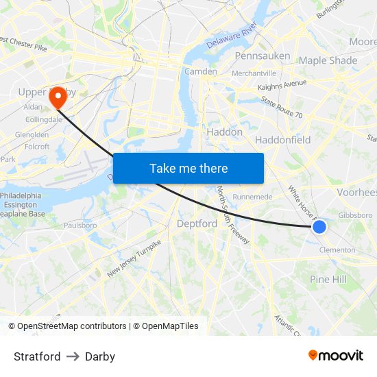 Stratford to Darby map