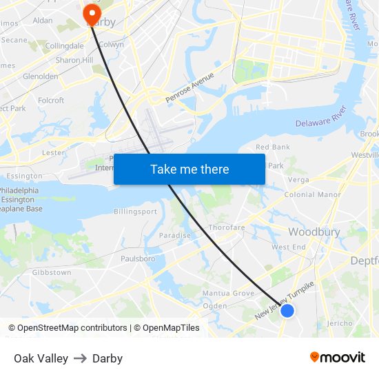 Oak Valley to Darby map