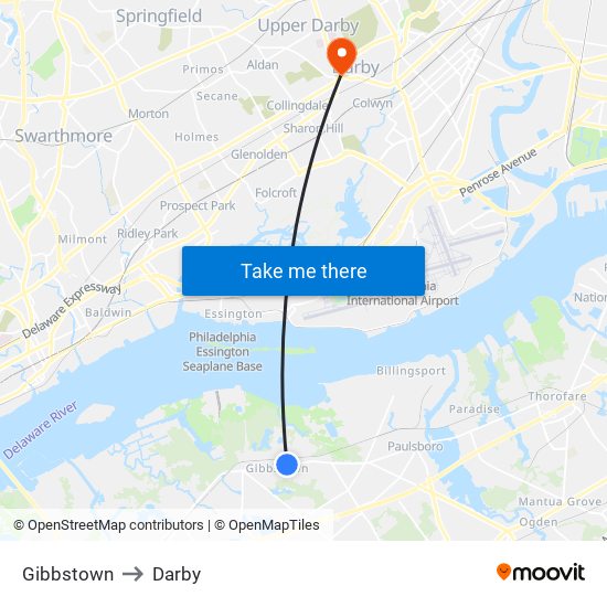 Gibbstown to Darby map