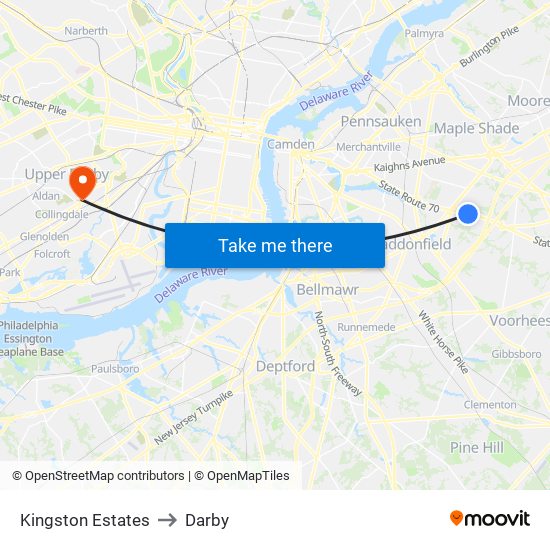 Kingston Estates to Darby map