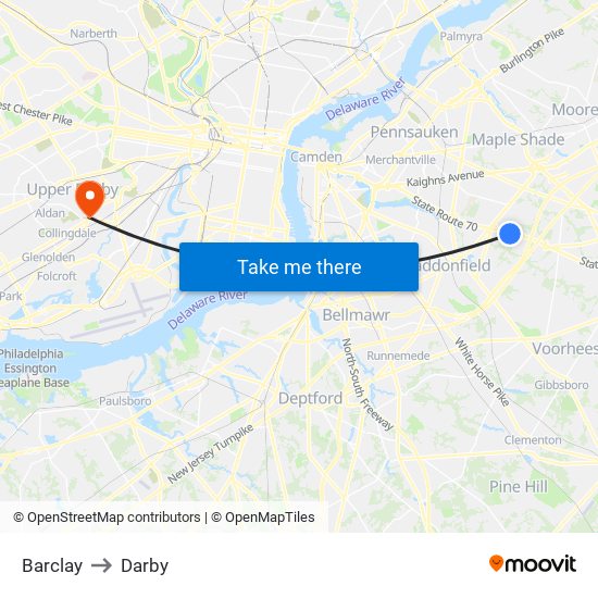 Barclay to Darby map