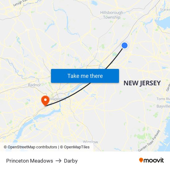 Princeton Meadows to Darby map