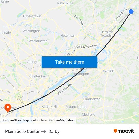 Plainsboro Center to Darby map