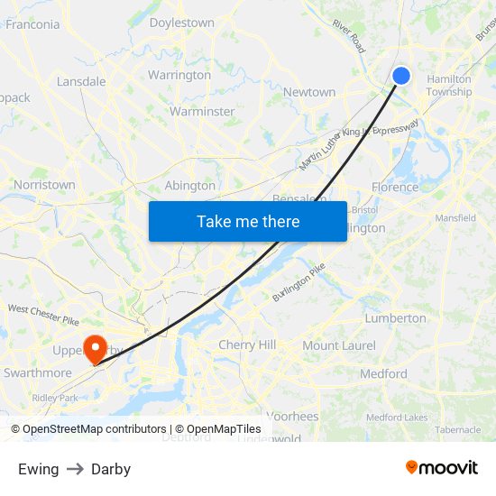 Ewing to Darby map