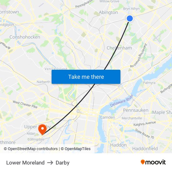 Lower Moreland to Darby map