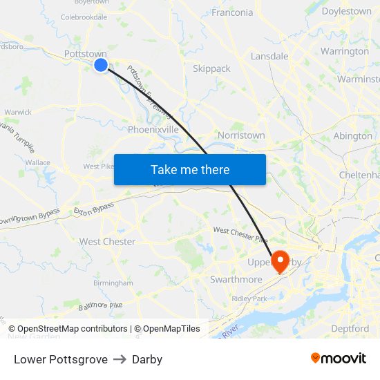 Lower Pottsgrove to Darby map
