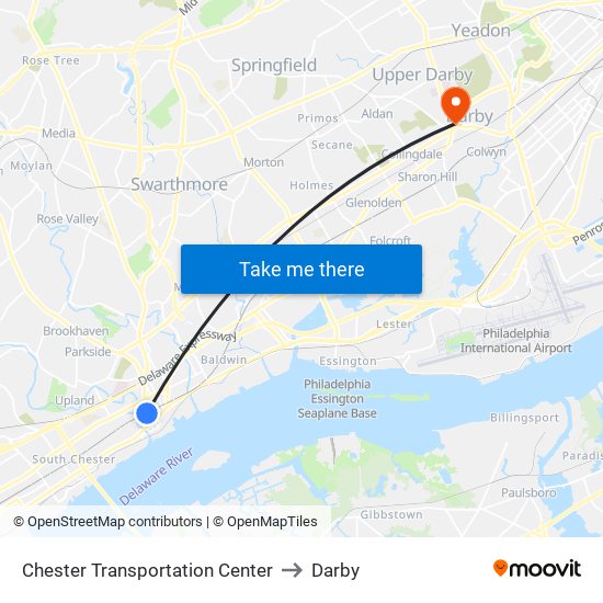 Chester Transportation Center to Darby map