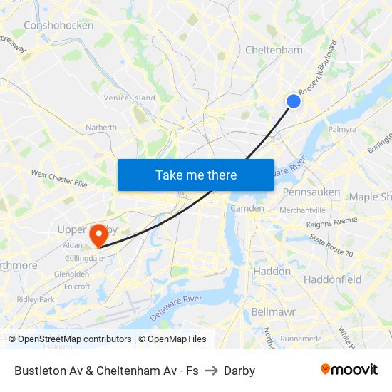 Bustleton Av & Cheltenham Av - Fs to Darby map