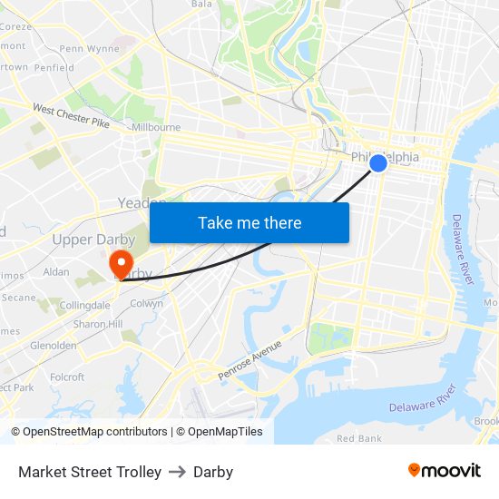 Market Street Trolley to Darby map
