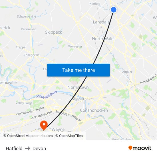 Hatfield to Devon map