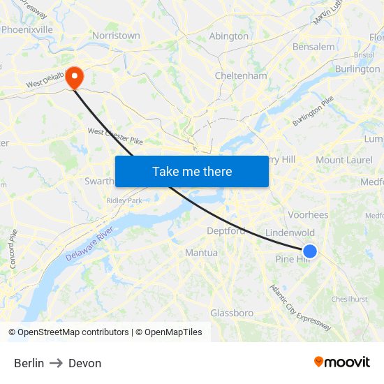 Berlin to Devon map