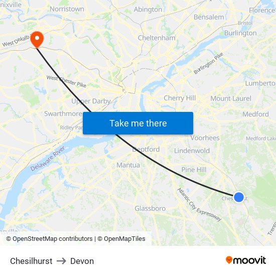 Chesilhurst to Devon map