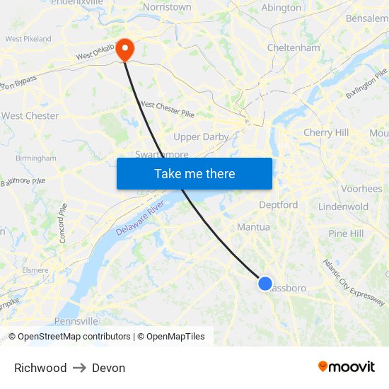 Richwood to Devon map