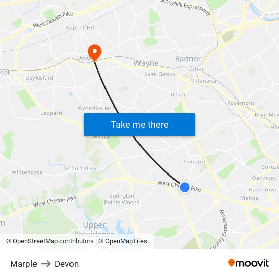 Marple to Devon map