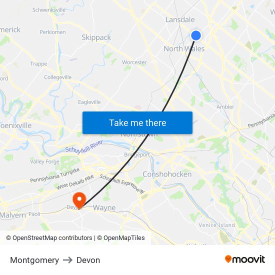 Montgomery to Devon map